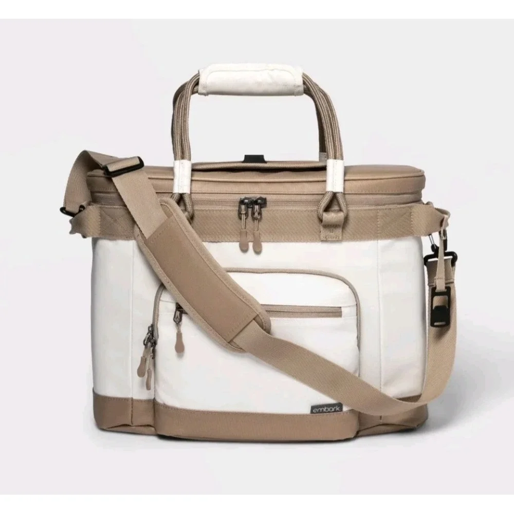 NWT Embark 30 Can Soft Sided Cooler Bag Tan Cream Shoulder Strap